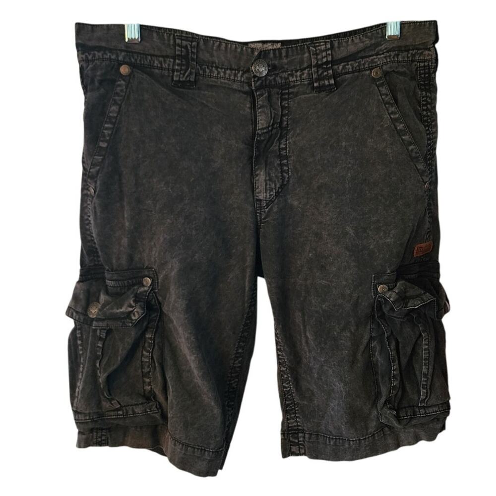 Buckle Shorts Men's Black Stone Washed Cargo Shorts Size 33
